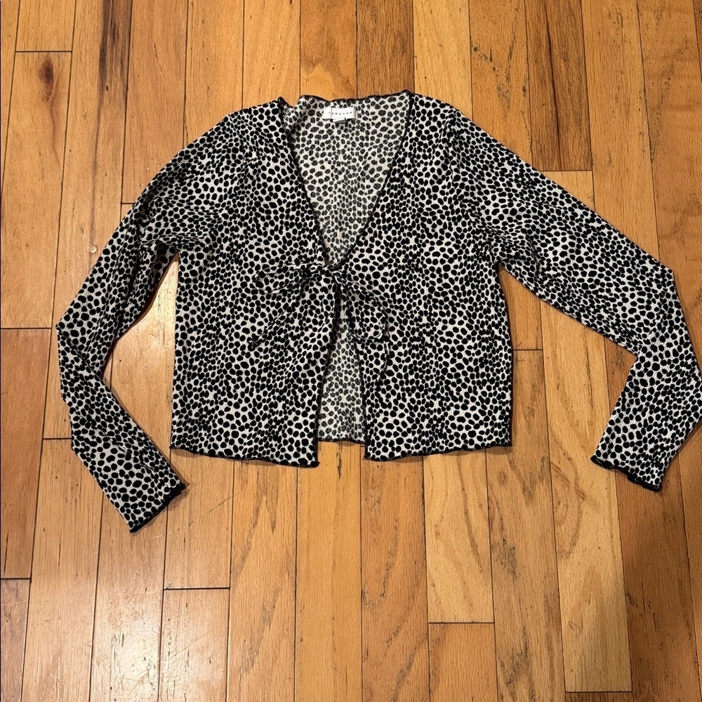 TOPSHOP | Animal Print Crinkle Cardigan | Size 8 | Black & White - Picture 1 of 5